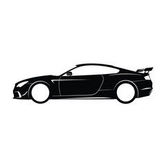 Obraz premium Black sports car silhouette with transparent background