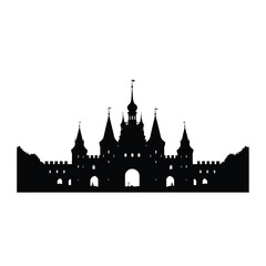 Obraz premium Black and white castle silhouette