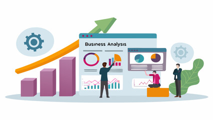 Business analysis data insights and growth strategies illustrated with modern design elements