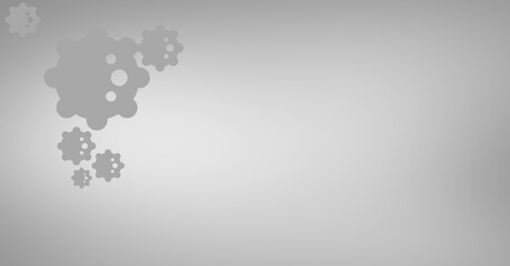Digital illustration of gray cogs on grey background