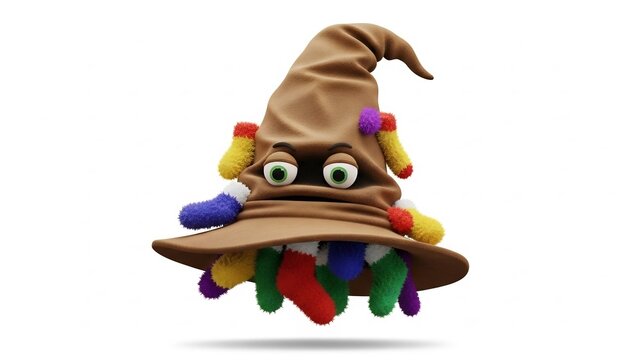 Cartoon hat humorously ponders life choices with vibrant socks