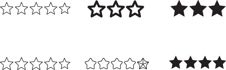 Seller rating star icon set in outline bold and filled styles representing reviews feedback trust satisfaction and reputation for ecommerce platforms and digital marketplaces