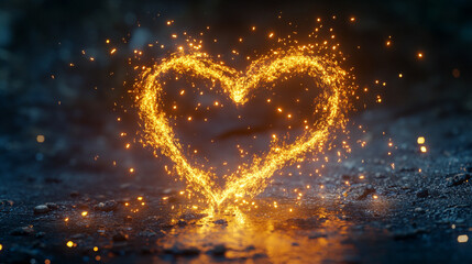 Seamless animation of a burning heart with sparks, glowing flames, and dynamic motion, symbolizing passion, energy, intensity, and fiery emotion in a striking visual.
