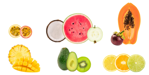 photograph of diverse tropical fruits, perfect for marketing healthy lifestyles, exotic travel destinations, or promoting organic food products with vivid colors