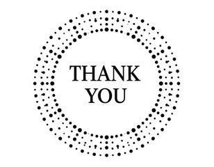 A thank you graphic with a circular halftone frame