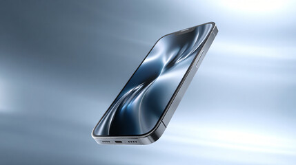 sleek modern smartphone with reflective screen and metallic frame.