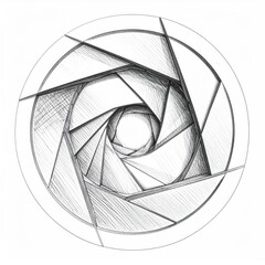 Grayscale drawing of an iris-like diaphragm, central opening