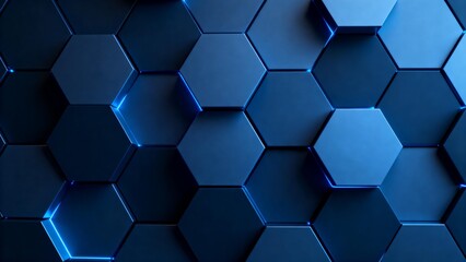 Blue Hexagonal Pattern with Glowing Edges