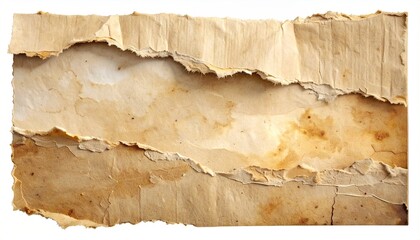 Torn and stained paper reveals an aged, layered parchment