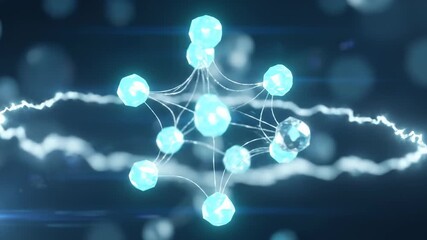 Digital Molecule Structure Reacts With Electrical Discharges in Simulation - Powered by Adobe