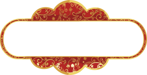 Elegant red and gold label template with intricate design