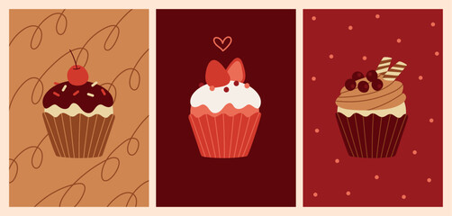 3 Types of Cute Cupcake Art Sets