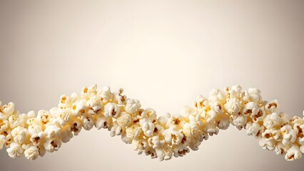 Creative Wave of Popcorn Floating Against a Minimalist Beige Background
