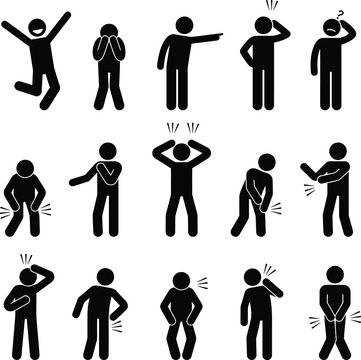 Collection of stick figure icons depicting various human emotions and pain points