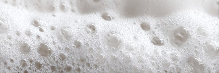 Abstract texture of clean white soap foam with many bubbles for cosmetic background and hygiene product advertising concept