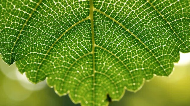Close-up view of detailed green leaf vein pattern