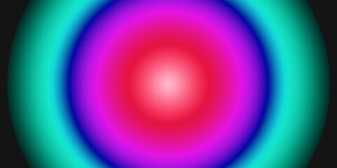 Colorful radial circular gradient background with vibrant neon rings and mesh texture for digital art