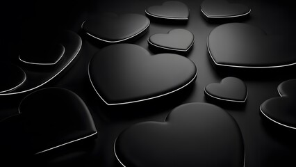 dark valentine heart pattern background, black heart texture modern romantic design, monochrome valentine day abstract background, luxury valentine heart wallpaper stock image, elegant dark love theme