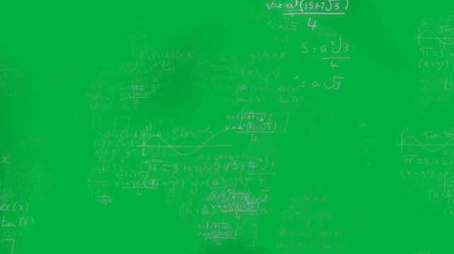 Animation of mathematical formulae moving on black hypnotic background