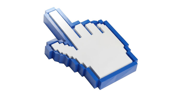 Pixelated hand cursor icon a classic computer user interface element