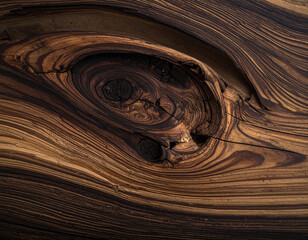 Swirling grain highlights a dark wood knot