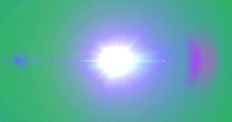 Glowing flickering white and blue light trail against purple background - Powered by Adobe