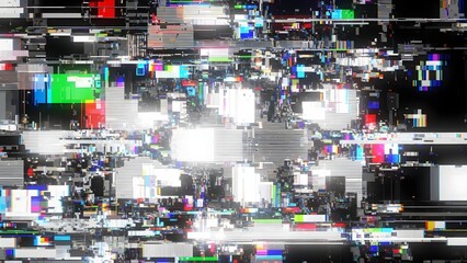 Abstract digital glitch background with data corruption and pixelated visual noise, creating a modern technological error aesthetic for creative design projects and digital art
