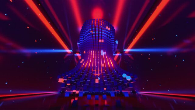 bstract 3D Voxel Human Head VJ Loop