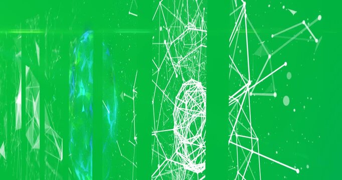 Digital animation shows info flow in a server room for global tech.