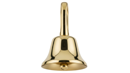 Isolated brass hand bell for education, decoration, celebration, and festive events
