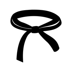 Symbolic black belt tied knot used in martial arts training display