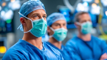 Medical Team Collaborating in Hospital Operating Room During Surgical Procedure