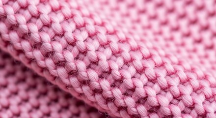 Close-up of a pink knitted fabric texture with a soft focus.