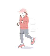 ランニングをする女性のイラスト素材