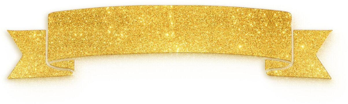 Glowing gold glitter symmetric ribbon banner
