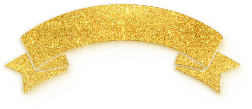 Glowing gold glitter high arch ribbon banner