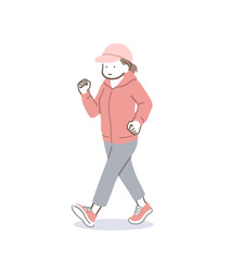 ウォーキングする女性のイラスト素材