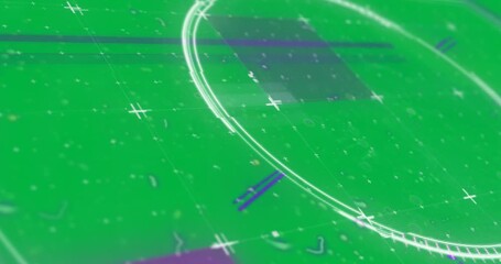 Digital animation of light trails flashing against digital scope scanning against black background - Powered by Adobe