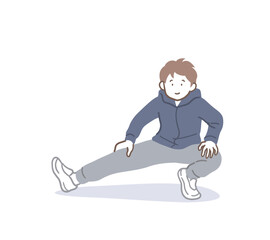 ストレッチをする男性のイラスト素材