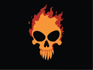 Obraz premium Fiery skull logo design. Fiery skull illustration. Skull vector logo.