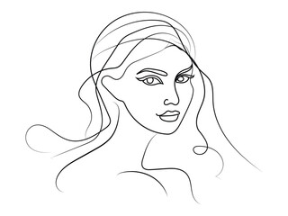Minimal One-Line Woman Face Drawing  Abstract Continuous Line Portrait