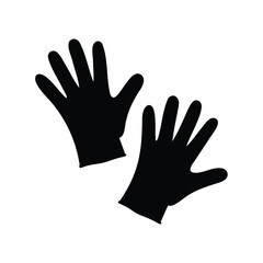 Obraz premium Black silhouette of a pair of winter gloves on a white background