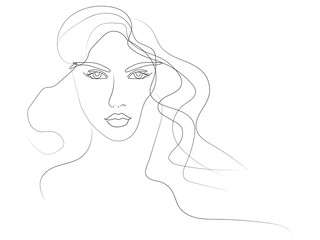Minimal One-Line Woman Face Drawing  Abstract Continuous Line Portrait