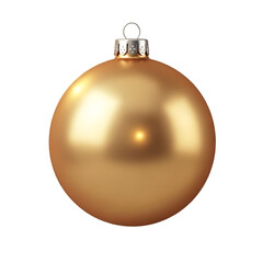 Golden Christmas Bauble on White Background, Isolated, Shiny and Decoration