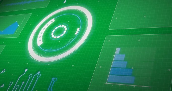 Digital interface with microprocessor connections and data processing against black background