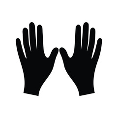 Obraz premium Two open black handprints on a white background, gesturing for silence