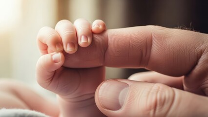 Tender Moment: Baby Hand Holding Finger Tenderness Love Connection. Concept featuring baby, hand, finger, tenderness, love.