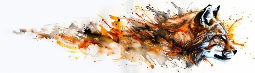 Abstract watercolor and ink animal illustrations