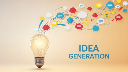 The Creative Idea Generation illustrated by a lightbulb. This visual communicates a concept of innovation and imaginative thinking