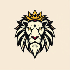 Lion king logo design. Royal lion crown logo luxury king mascot design. Lion vector logo.
